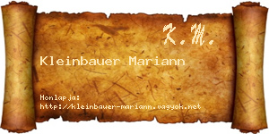 Kleinbauer Mariann névjegykártya
